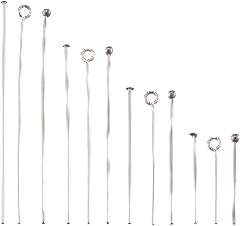 MegaPet 720pcs/box 20~50mm 4 Styles Stainless Steel Ball Head Pins Eye Pins Head Pins Assorted for DIY Jewelry Craft Making