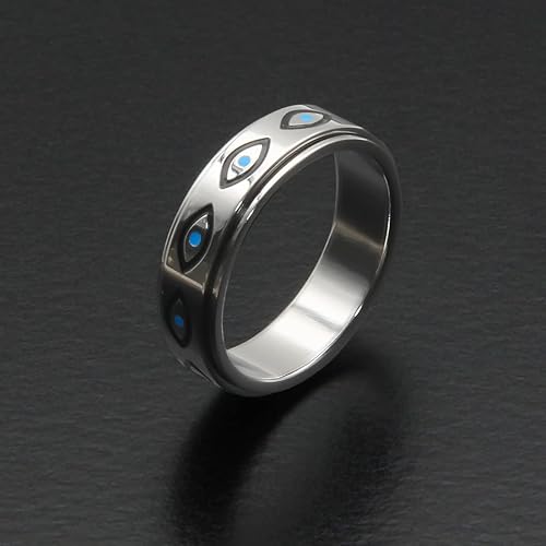 Miniatura 5 de Anillo de ansiedad para mujer, anillos giratorios anillos giratorios de acero inoxidable de 0.236 pulgadas (0.236 in) con luna y estrella para la