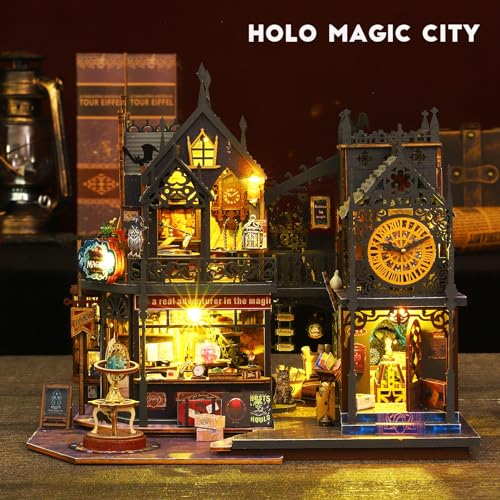 Spilay ES012 Diy Miniature Dollhouse Kit,Diy Dollhouse Kit With Wooden Furniture,Dust Proof Cover, Music Box And Led,Handmade Crafts Gifts For Birthdays thumb #1
