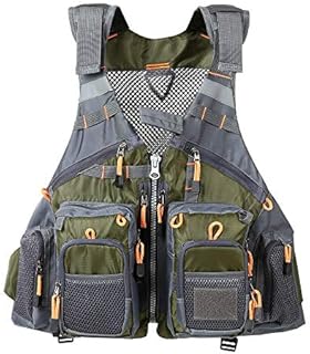Fly Fishing Vest, Fishing Safety Life Jacket for Swimming Sailing Boating Kayak Floating Multifunction Breathable Backpack for Men and Women Vest/Kayak (Army Green, with Foam)