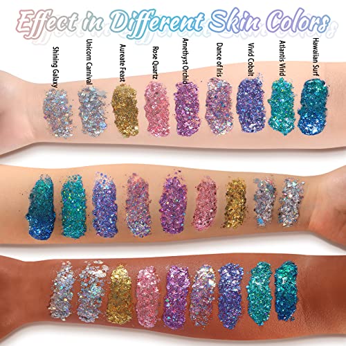 Boko 1.76Oz Body Glitter Gel,Light Ocean Blue Liquid Chunky Glitter Lotion Mermaid Sequins For Face Hair And Body Makeup, Festival Clothing, Rave Accessories And Costume - Ocean Spark #TOP2