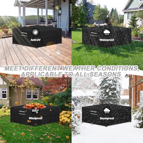 Miniatura 6 de Simphaus Funda Exterior Muebles Jardin Funda Cubre Mesa Exterior Funda Impermeable Cuadrada 115x115x75cm Lona Protectora Exterior Mesa Baja Exterior Resistente Al Viento Tela Oxford 420d