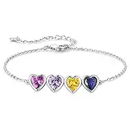 Zoesky Personalized Birthstone Bracelet for Women Sliver Tone 5A Cubic Zirconia Custom Mother Bracelet with 5A Cubic Zirconia Mother Jewelry for Christmas Birthday Mother Day Gift for Mom Wife