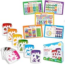 Simply magic 66 PCS Magnetic Color Sorting Set + 5 Plastic Placemats for Kids