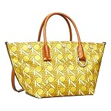 Tory Burch Canvas Basket Weave Tote, Small, Saffron
