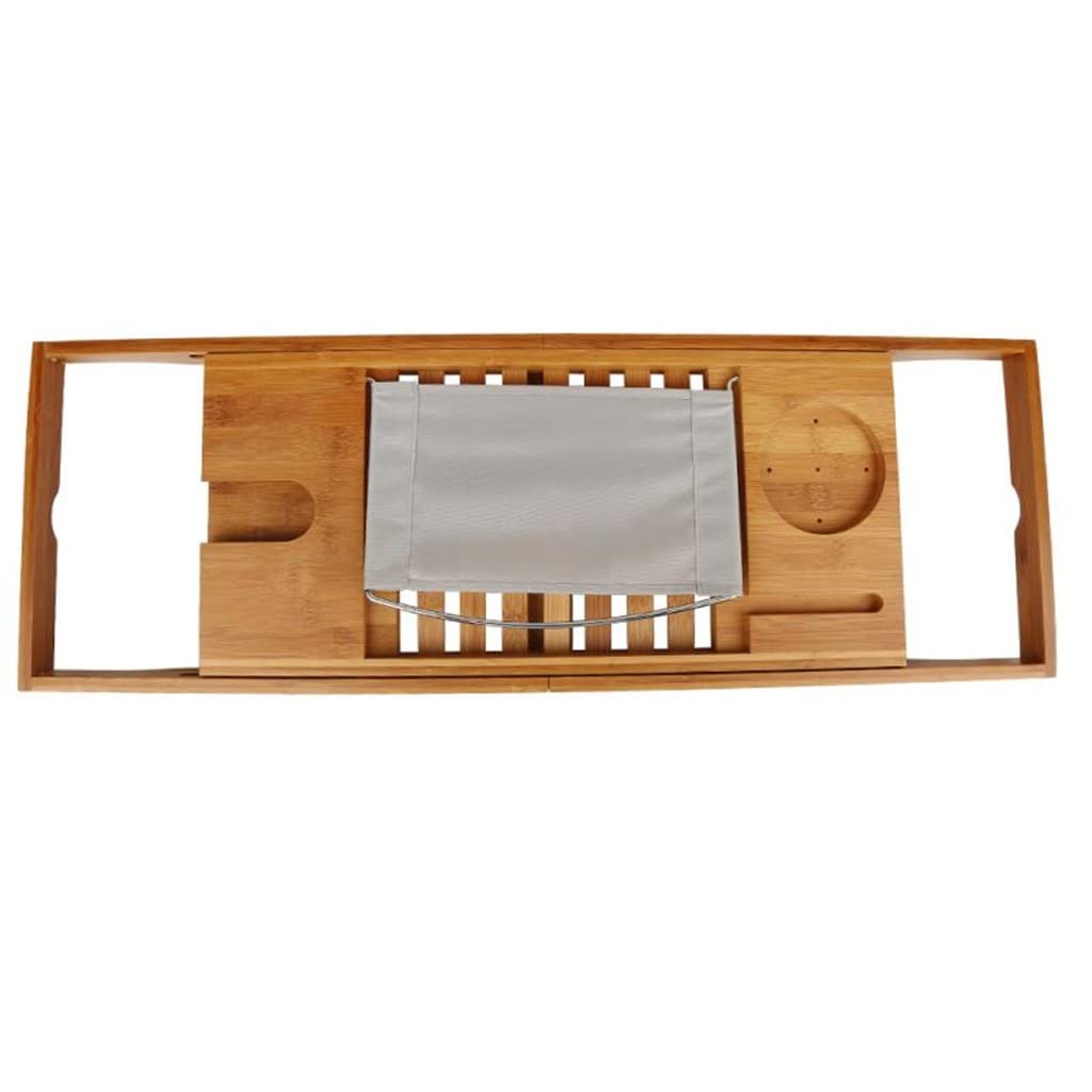 Bandeja de bambú para bañera, soporte de almacenamiento ajustable para relajación de spa, fácil organización y accesorio ordenado para artículos esenciales para el baño