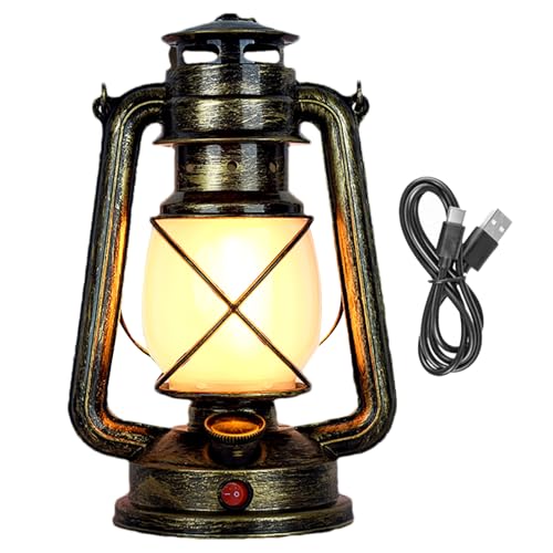 Farolillos LED vintage de metal con 3 modos de iluminación recargables y ligeros. Linterna de exterior para camping o interior