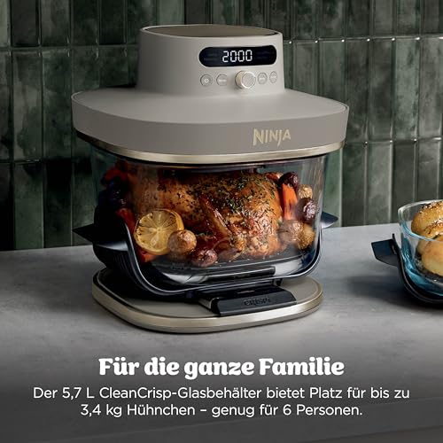 Ninja CRISPi PRO XL Glas-Heißluftfritteuse, 5 Funktionen, Stone Gold