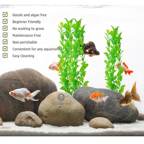 Image of SunGrow Plastic Aquarium Plant Set, Resin Aquarium Decor, Tall Artificial Aquarium Fake Plants, Fish Tank Decorations for Tropical Fish, Plastic Plants for Goldfish, Fish Tank Accessories, 3 Pcs