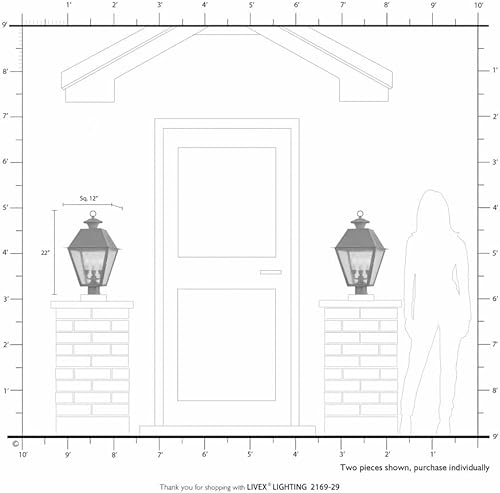 Miniatura 6 de Livex Lighting 2169-07 Mansfield - Cabezal de poste para exteriores con 3 luces, bronce, 20.00x12.00x12.00