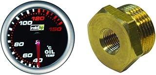 Raid HP 660242 Zusatzinstrument Öltemperaturanzeige Night Flight & 660417 Gewindeadapter M14 x 1.5 Öltemperaturgeber-Montage