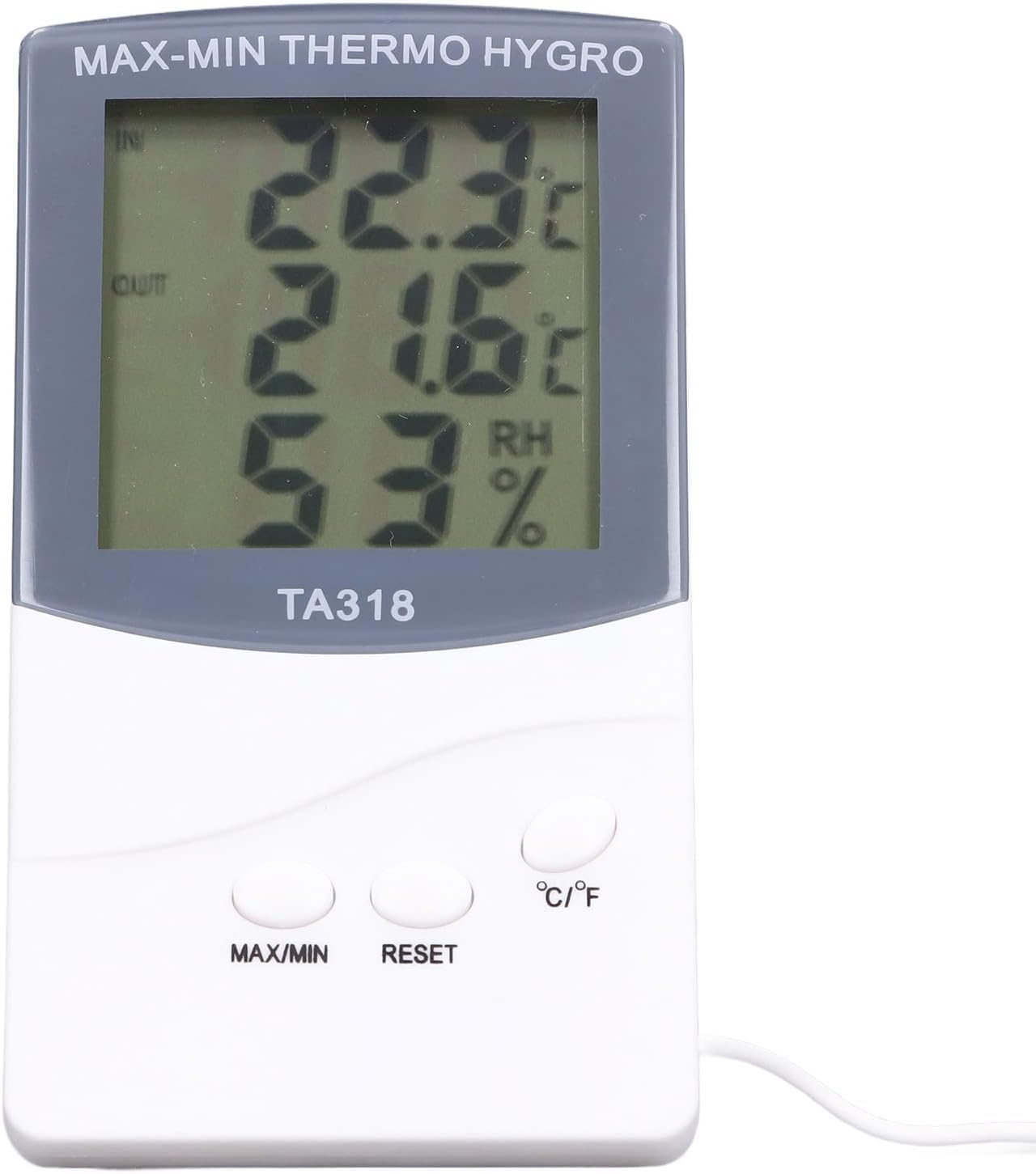Zerodis Termometr wewnętrzny, na zewnątrz, nowoczesny termometr stołowy, regulowany higrometr, z czujnikiem temperatury wewnątrz na zewnątrz