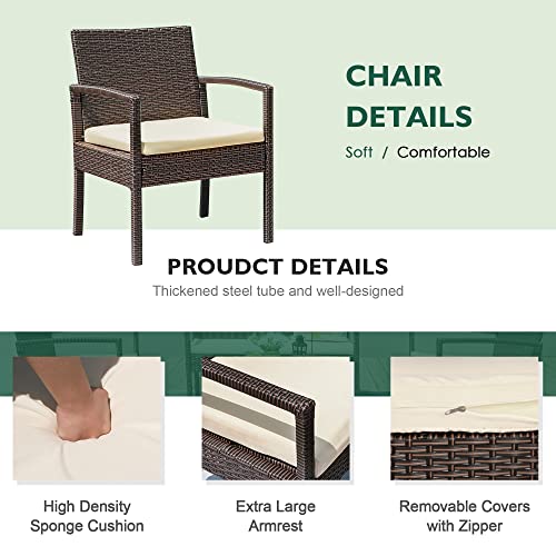 Kawivast 3 Pieces Patio Furniture Set, Front Porch Furniture, Rattan Wicker Furniture, Balcony Furniture Set, Small Patio Furniture,Outdoor Patio Furniture, Bistro Sets #TOP1