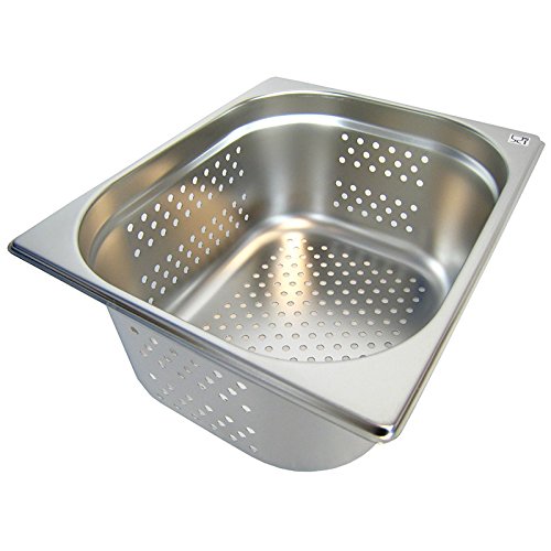 Getgastro GN 1/2 - Recipiente gastronorm (acero inoxidable, 9,5 L, 150 mm de profundidad, perforado)