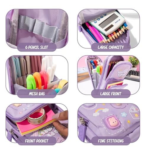 Image of LONGMIRE Plastic Pencil Box with Code Lock Pen Case Large Capacity Multi-Layer Multi-Function Storage Bag Secret Compartment Pencil Box for Kids- Multi-Color (New Pencil Pouch)