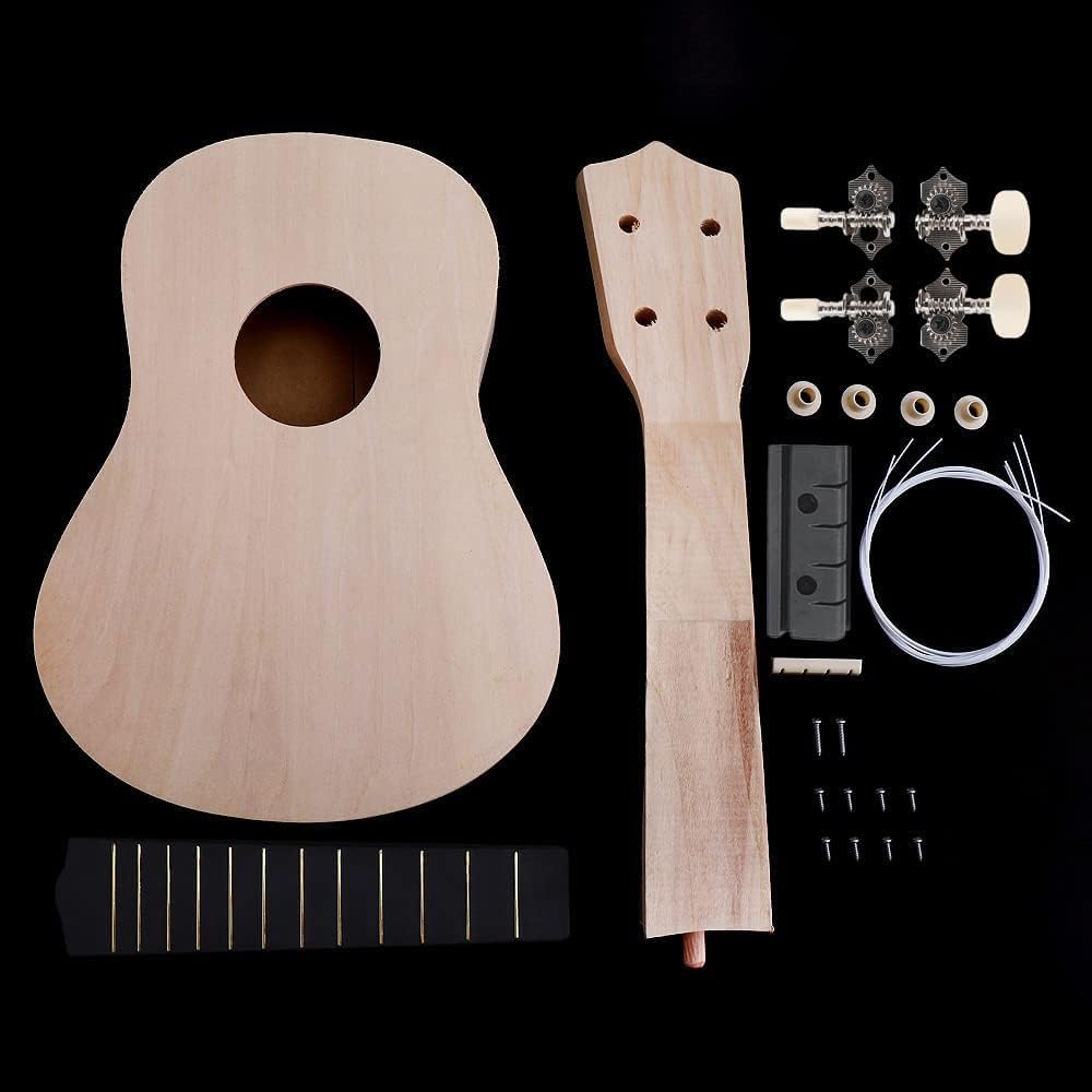 OriGlam DIY Ukulele Kit, Soprano, Natural, 4-String, Basswood Top & Back, Painted Finish, Perfect for Kids, Family & Friends