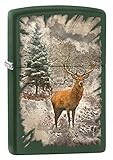 Zippo Lighter: Red Deer in The Woods - Green Matte 80517