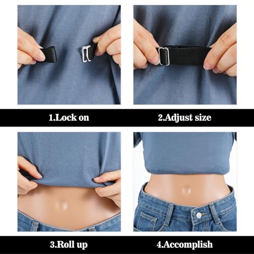 Tyqour 2 bandas elásticas ajustables para mujer, para usar como camisa, suéter, cambia el estilo de tus camisetas (color negro)