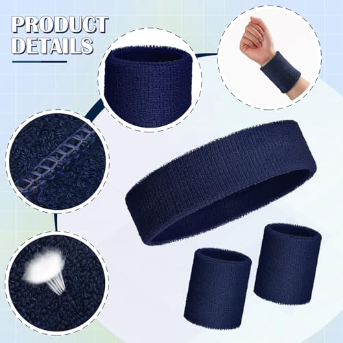 Image of Bememo 6 Pcs Neon Sports Sweatbands Set Sports Competitions Sweatbands 2 Headband 4 Wristbands Breathable Terry Cloth Athletic Bands for Team Soccer Spirit 80s Costumes Cosplay