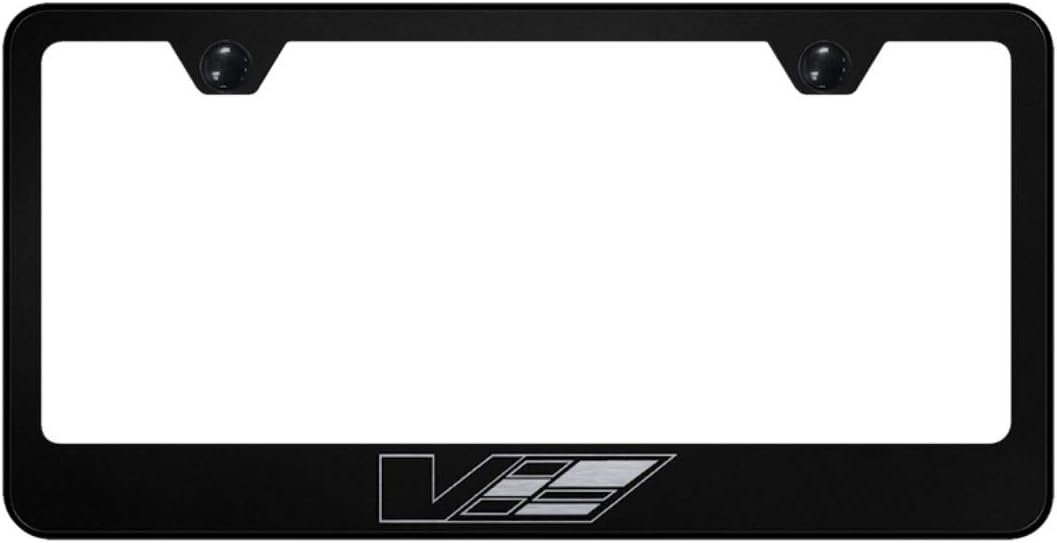 Au-Tomotive Gold Cadillac V Logo Laser Etched Frame – Black
