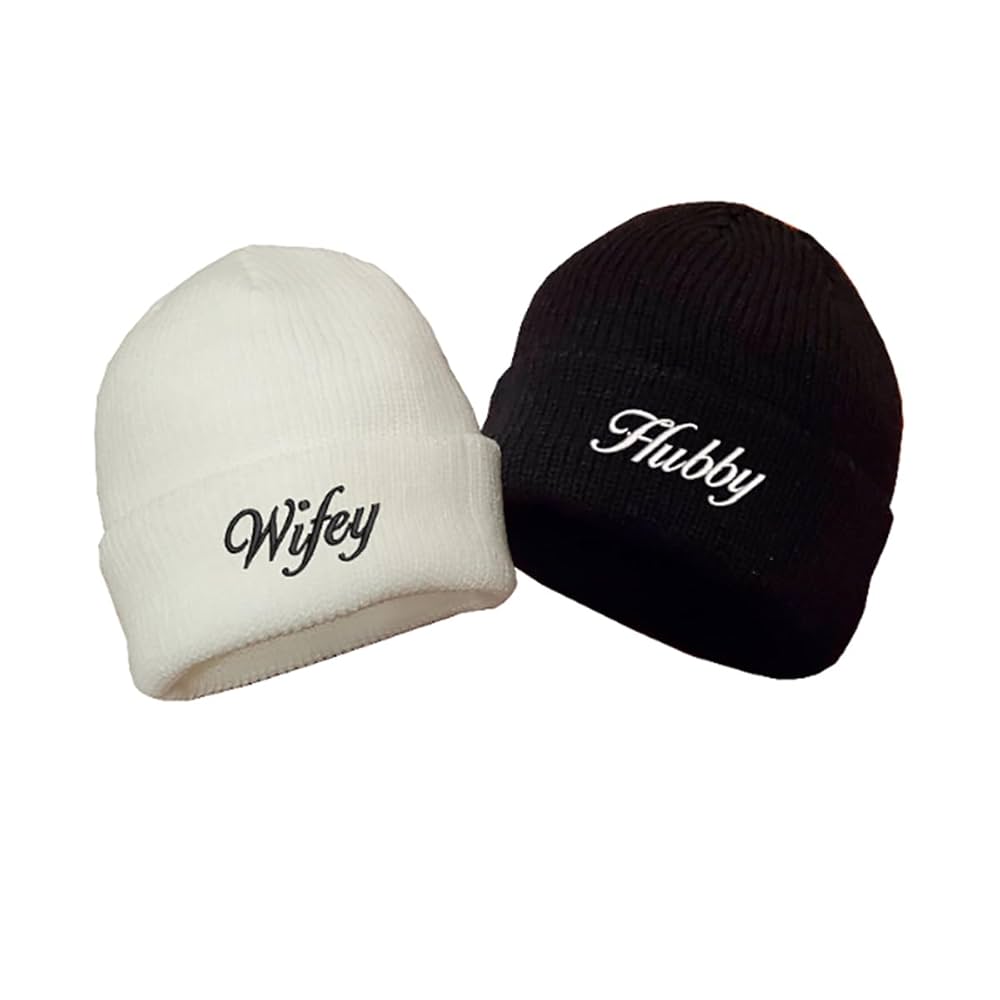 Set of 2 hats, Wifey and Hubby embroidered dock docker beanie hats, gift for wife and husband, winter beanie hat, wife and busband hats, dock beanie, docker beanie