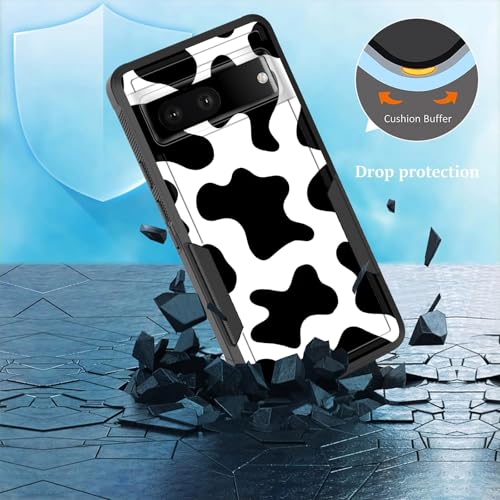 Coque pour Pixel 7 double couche hybride résistante antichoc silicone imprimé vache - 6