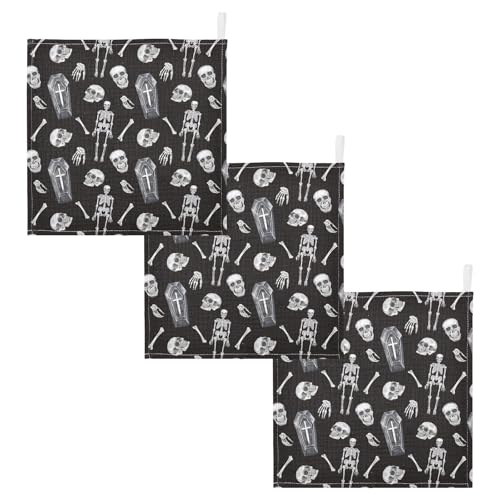vvfelixl Baby Washcloths Cotton Creepy Skull Baby Muslin Washcloths Soft Baby Face Towel for Newborn Infants, 11.8 X 11.8 inch, one sizex53