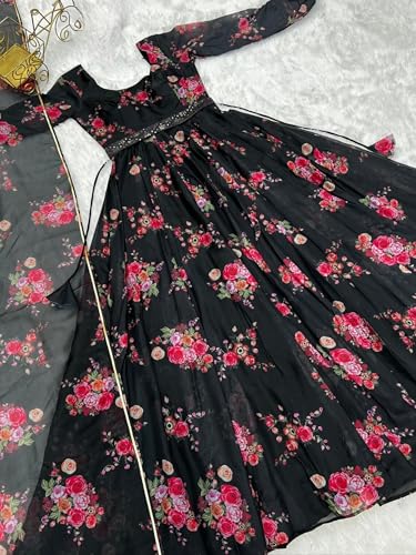Image of Femvy Designer Printed Cotton Blend and Crepe Dress for Women 218 1