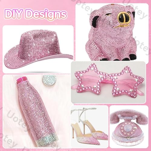 Image of 16000Pcs Flatback Pink Gems Resin Rhinestones for Crafting Tumblers Mugs | Mixed Sizes Pink Jelly Rhinestones Bedazzling Crystal with Pickup Tool for DIY Crafts Clothing Shoes Fabric Nail Art