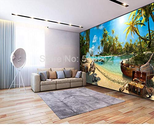 Peinture murale 3D effet trompe l'oeil plage exotique 200x140 cm