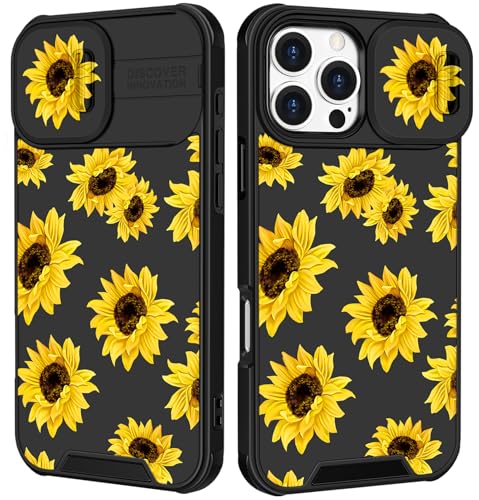 Image of Funermei for iPhone 16 Pro Case - Women Girls Cute Phone Cover Girly Pretty Aesthetic Sunflower Flower Floral Unique Design with Camera Cover Funda for Apple for iPhone 16 Pro