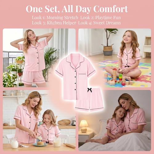 LANKMEI 100% Cotton Womens Short Sleeve Pajama Sets, Pink, XX-Large - image 8