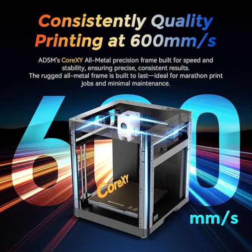 Image of FLASHFORGE 3D Printer AD5M, 1-Click Full-Auto Calibration 600mm /s Fast Printing, CoreXY High-Speed Precision with Every Layer, 3S Quick-Swap Nozzle, Customizable Enclosure, Build Volume 220*220*220mm