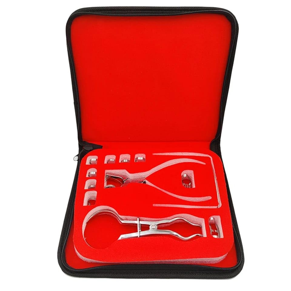 Generic Rubber Dam Dentistry Hole Puncher Set with Leather Bag - Pliers, Perforator, Clips, and Storage Bag - Orthodontic Dental Tools for Dentists