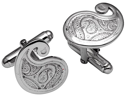 Gemelos de plata de ley con grabado Paisley tradicional y diseño elegante de remolinos