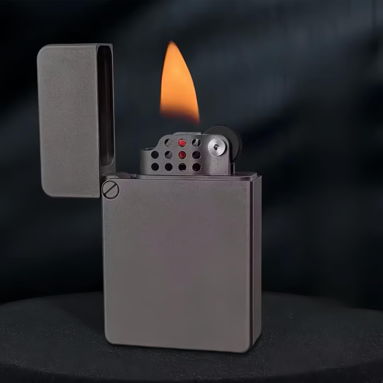 ZORRO Tiger Shark Titanium Armor Kerosene Oil Lighter – Solid Titanium Alloy Body, Built-in Core, 3/5 Hinge, Refillable Windproof Lighter with Gift Box for Men & Husband (Amethyst Ice)