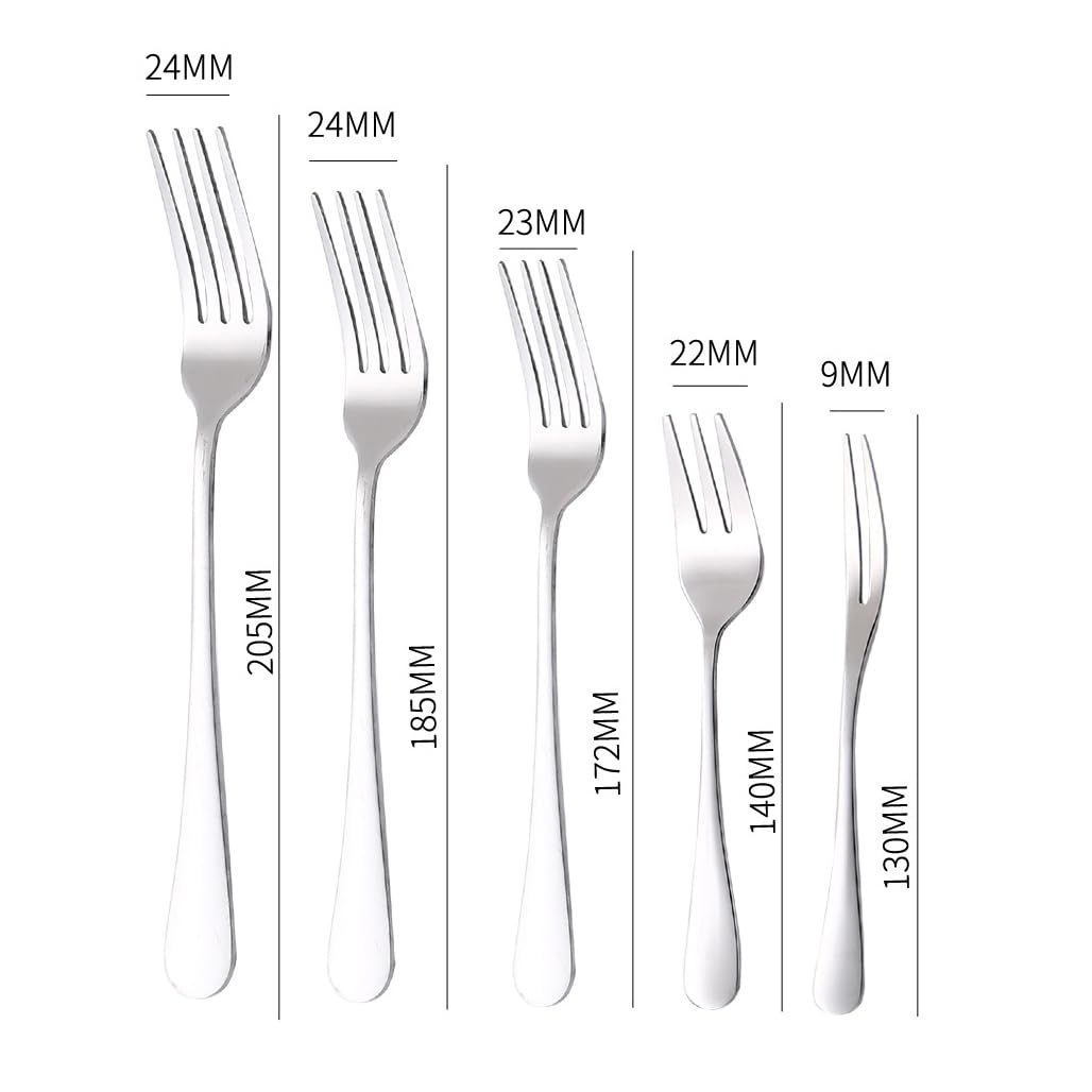 HornTide 6-Piece Dessert Forks Set, 3 Tines Fruit Salad Fork Flatware Stainless Steel Mirror Polishing 5.5-Inch 14cm, Ideal for Home, Kitchen and Restaurant — Amazon image 5