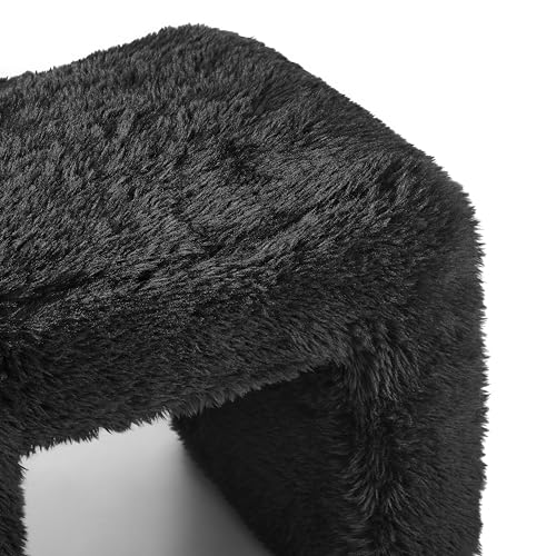 Roundhill Furniture Zorya Contemporary Faux Fur U-Shaped Ottoman, Set of 2, Black by Roundhill Furniture - Used condition - Image 8