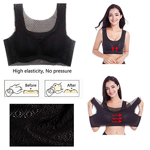 Feoya Women Soft Comfy Everyday Bras Plus Size Wireless Sport Bras Breathable Daily Bra 5Xl Black #TOP5