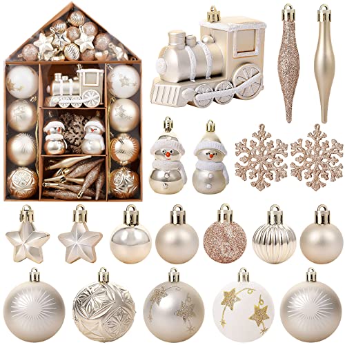 Canlierr 70 Pcs Christmas Ball Ornaments, Snowman, Gold