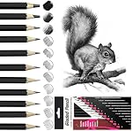 Crayons de croquis professionnels, 12 PCS Dessiner ensemble de crayons 8B-2H, Crayon dessin Sketch Crayons ensemble de fournitures d'art avec Graphite Crayons pour les artistes, les enfants, les étudiants, les adultes, Sketching Lover