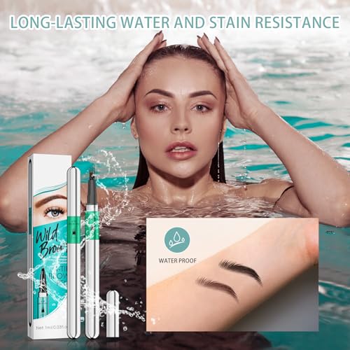 Catlinez Lápiz de cejas resistente al agua, Four-claw nib, Microblading, Duradero, Lapiz Cejas Waterproof, Crea cejas de aspecto natural sin esfuerzo (Marrón oscuro) - imagen 5