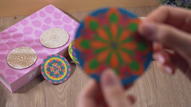 Vercraft 18 Sets DIY Wooden Mandala Magnets Diwali Crafts Color