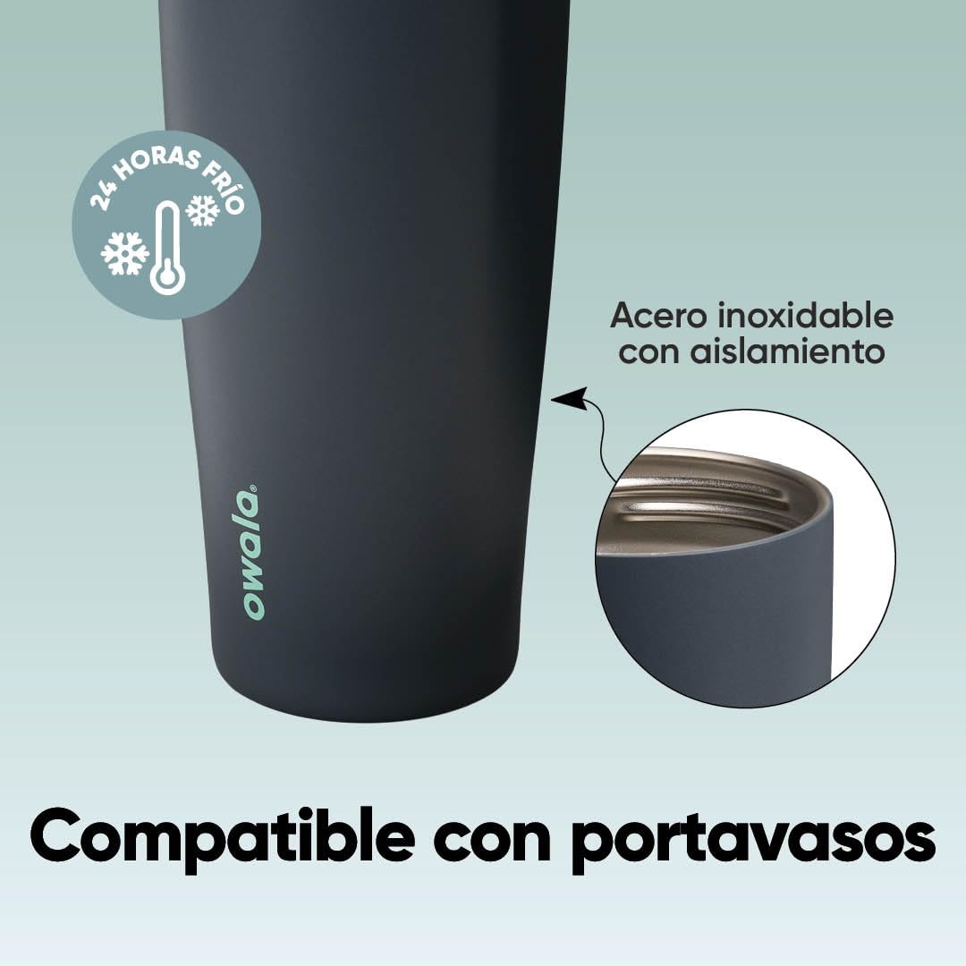 Owala FreeSip Sway botella de agua térmica de acero inoxidable con boquilla 2‑en‑1, 1185ml, pajita integrada y asa tipo cubo, para viajes, escuela y deporte, sin BPA, a prueba de fugas, Foggy Tide