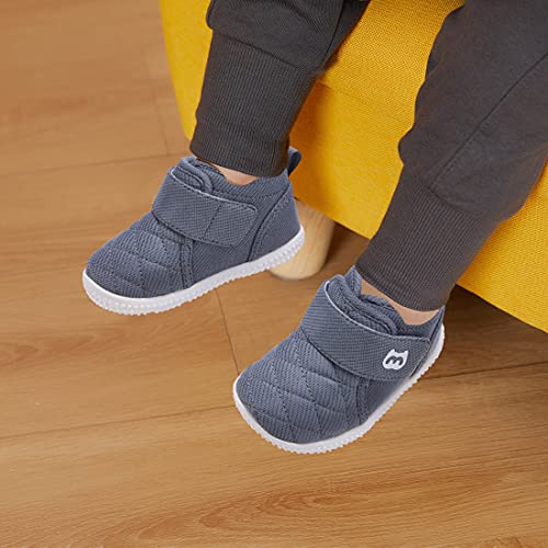 Baby Shoes Boy Girl Sneakers Winter Warm Non Slip First Walking Infant Shoes 6 9 12 18 24 Months Grey Size 6-12 Months Infant #TOP2