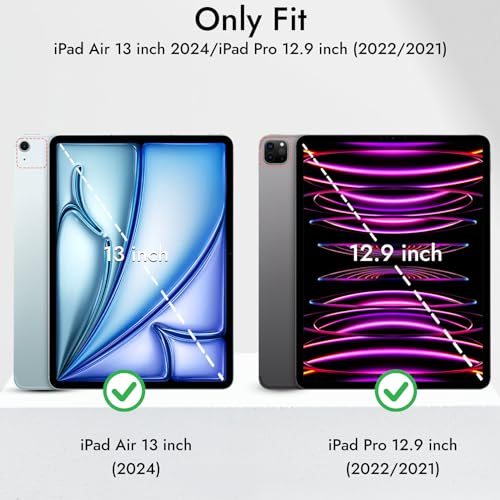 Image of Robustrion for iPad Air 13 inch Cover Case /for iPad Pro 12.9 inch with [Pencil Holder] [Transparent Back] Hybrid Case Cover for iPad Air 13 inch 2024 [Auto Sleep Wake Support] - Light Blue