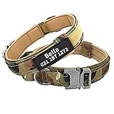 Personalized Military Tactical Dog Collar with Handle, Custom Pet Name Tags for Medium Large Dogs Wa