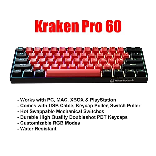 Kraken Pro 60 - BRED Edition 60% Mechanical Keyboard RGB Gam