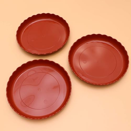 Miniatura 8 de YARNOW Bandeja redonda para servir, 10 platillos redondos de plástico con acabado de arcilla sintética, bandeja pequeña para macetas, base de goteo,