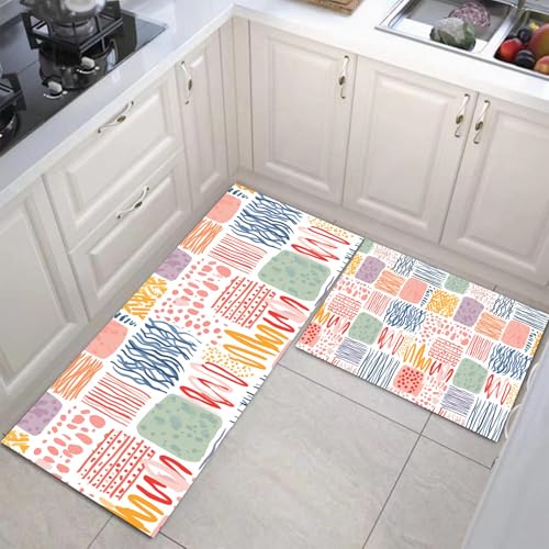Tapetes de cocina absorbentes y antideslizantes con diseño de graffiti bohemio 4